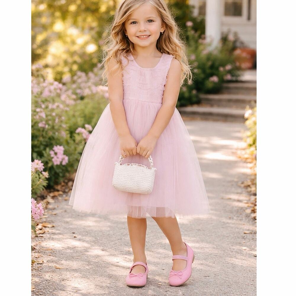Cat & Jack Girls Pink Mary Jane Flats Size 5 Bow Ballet Shoes NWT Toddler